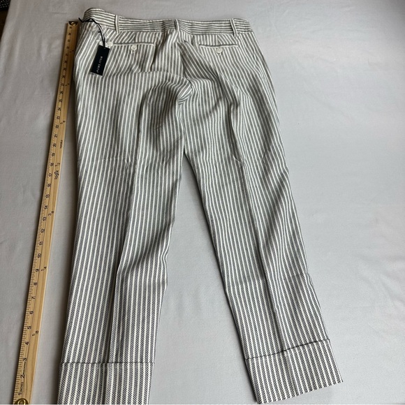 NWT Willie Smith Women’s 55% Linen Pants Blk & White Feather Striped Size 12 - Picture 1 of 7